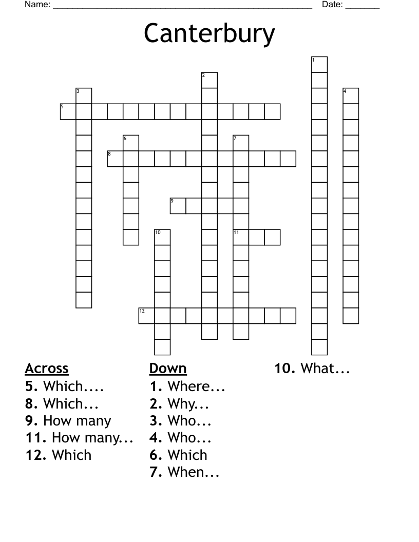 Canterbury Crossword