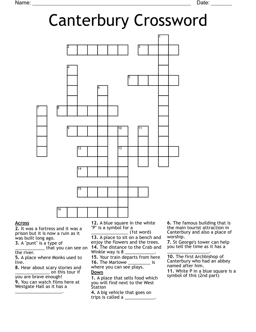 Canterbury Crossword