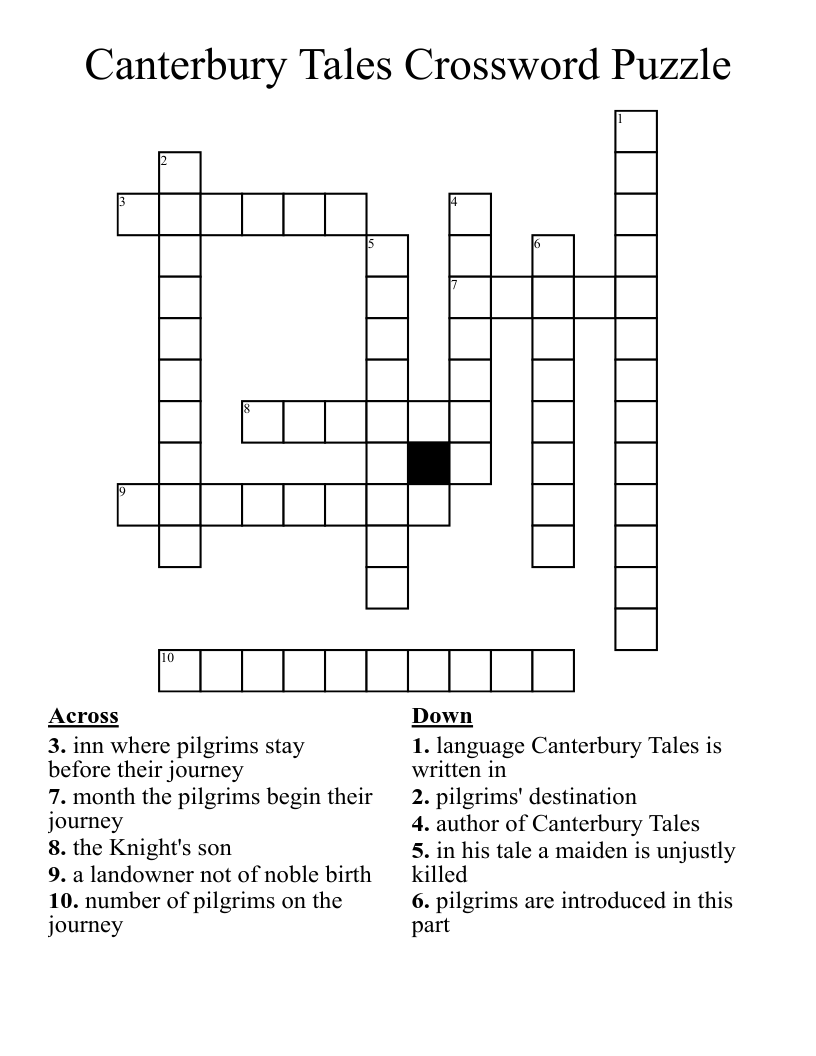 Canterbury Tales Crossword Puzzle