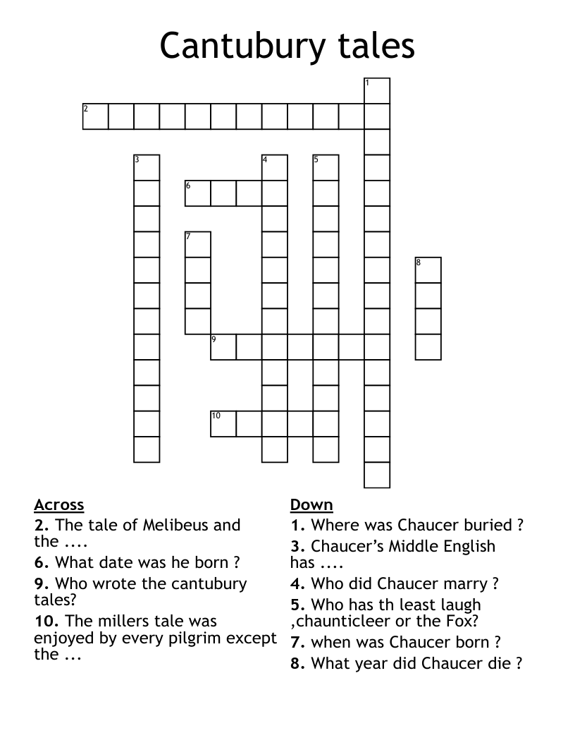 Cantubury tales Crossword