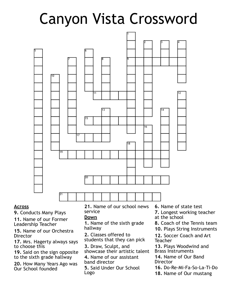 Canyon Vista Crossword