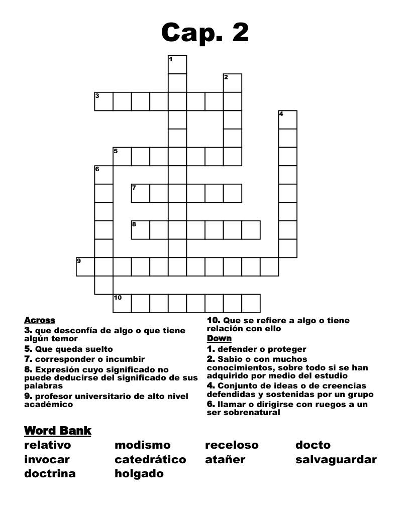 Cap. 2 Crossword