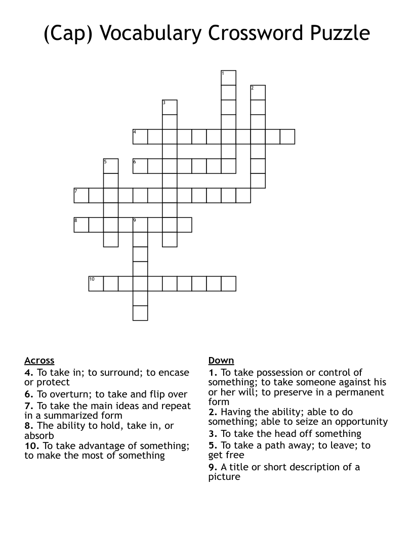 (Cap) Vocabulary Crossword Puzzle