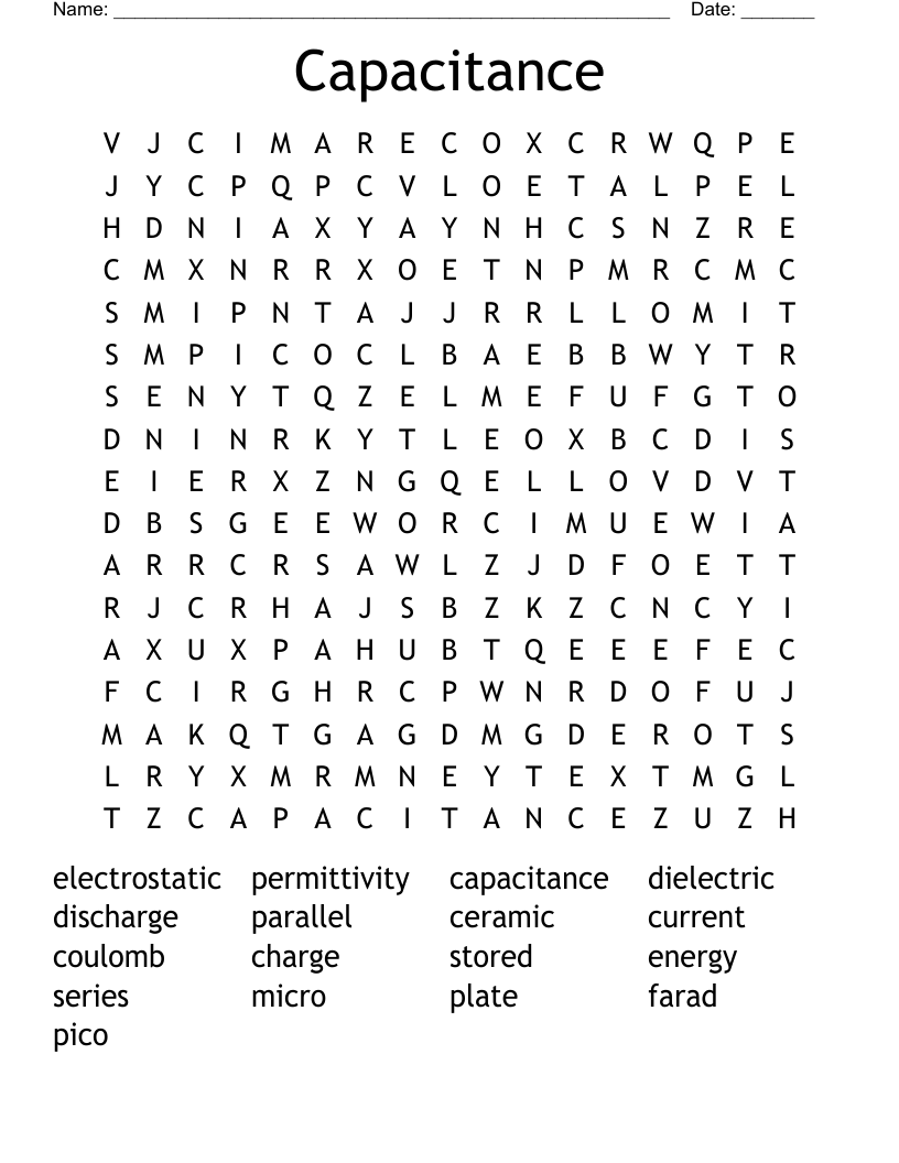 Capacitance Word Search