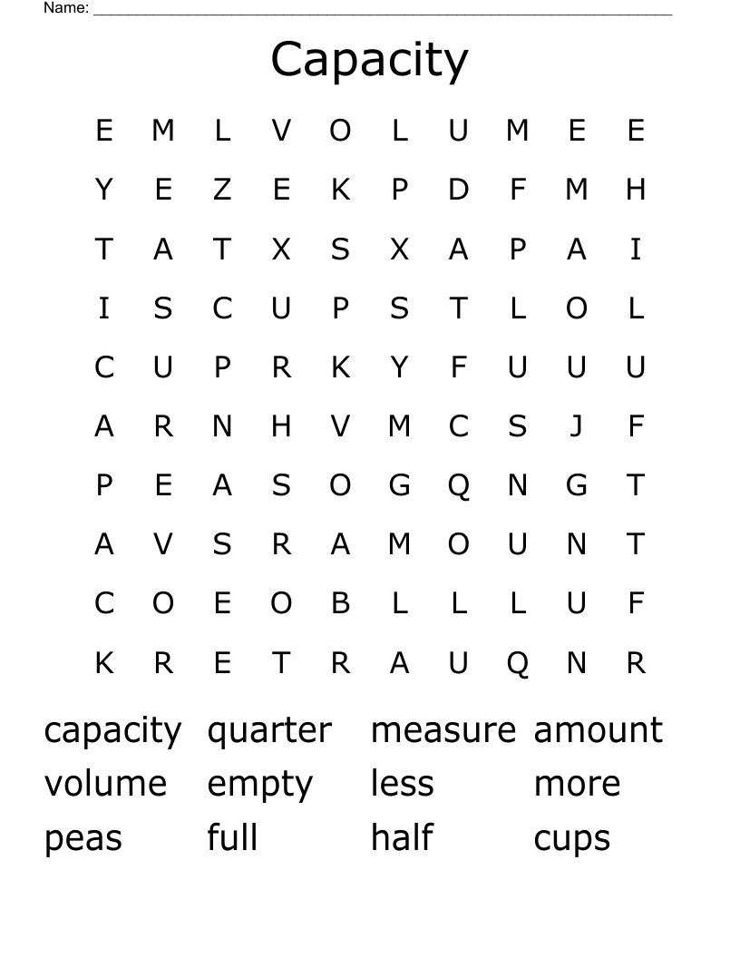 Capacity Word Search