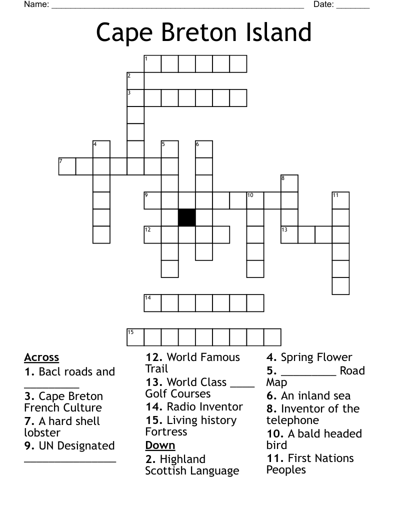 Cape Breton Island Crossword