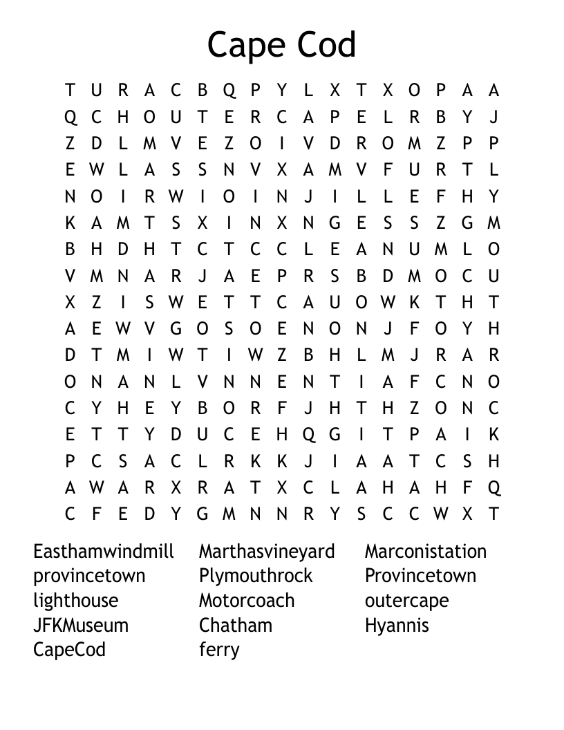 Cape Cod Word Search