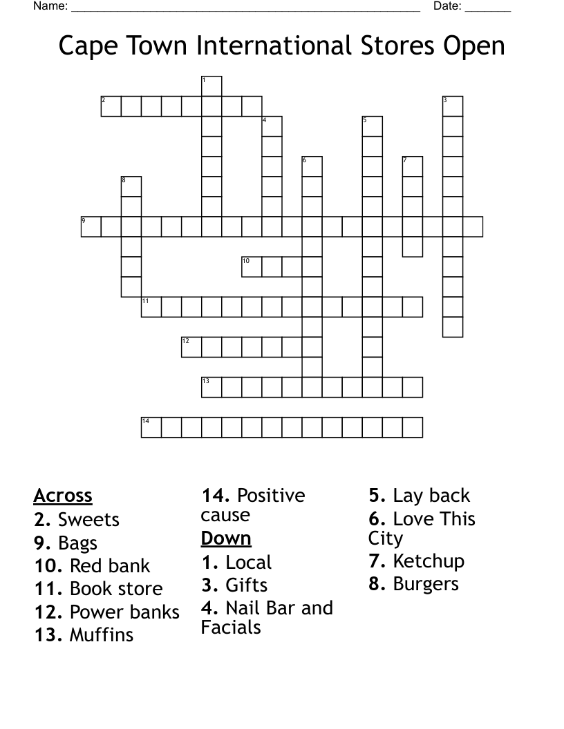 Cape Town International Stores Open Crossword