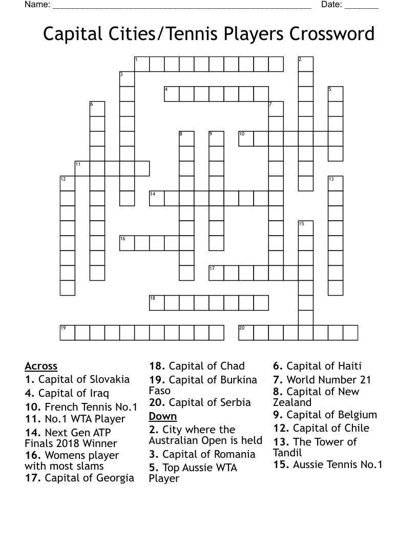 Capital Cities/Tennis Players Crossword