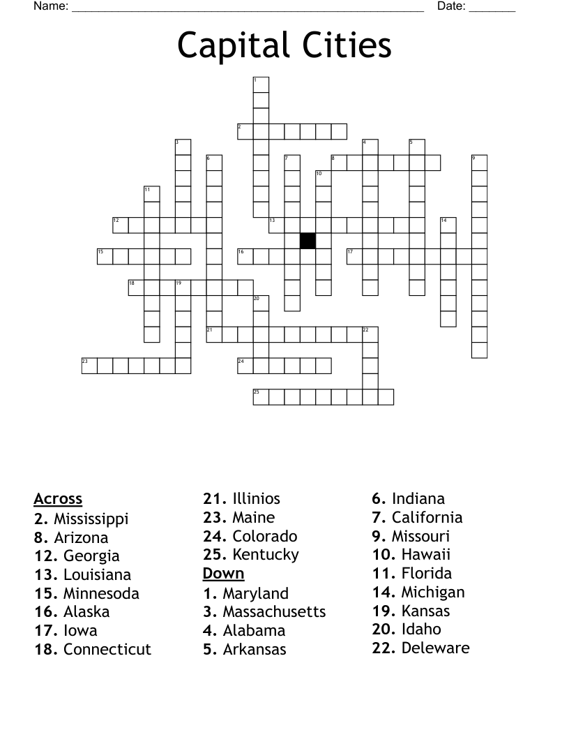Capital Cities  Crossword