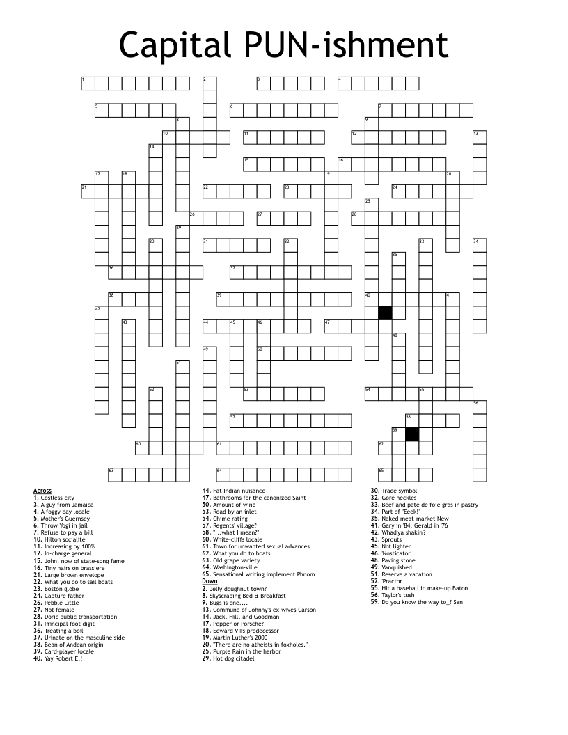 Capital PUN-ishment Crossword