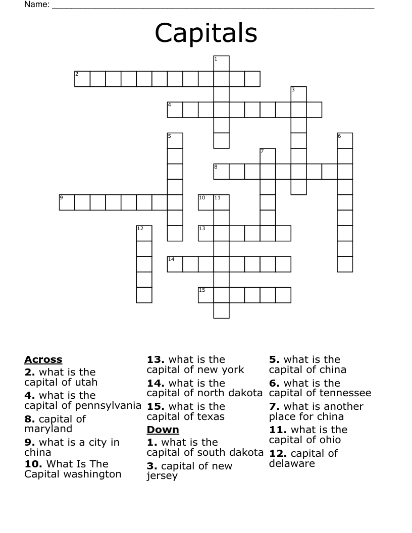 Capitals Crossword