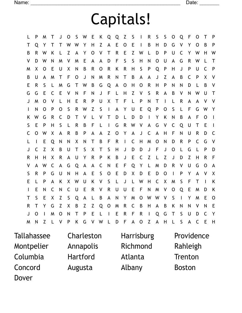 Capitals! Word Search
