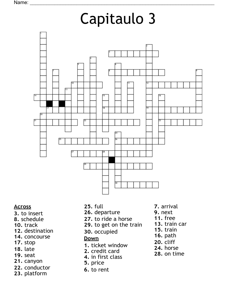 Capitaulo 3  Crossword