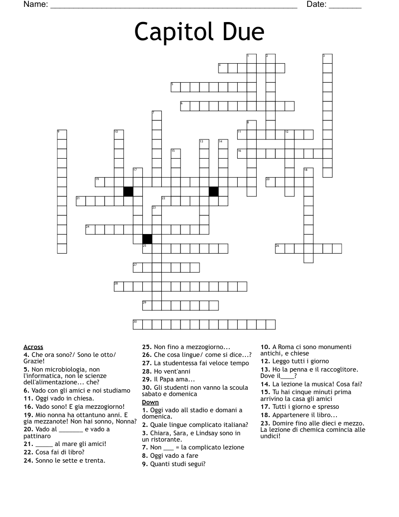 Capitol Due Crossword