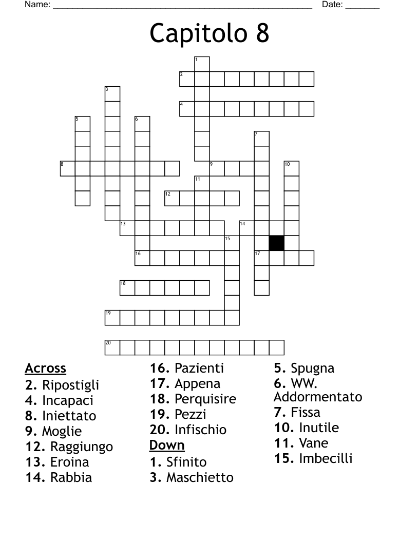 Capitolo 8  Crossword