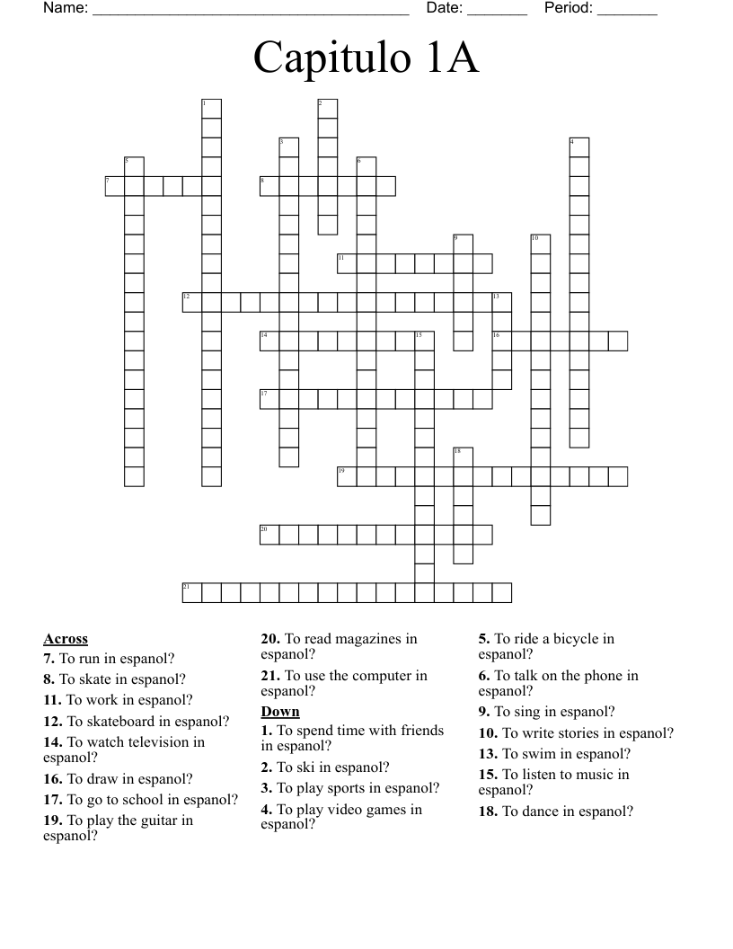 Capitulo 1A Crossword