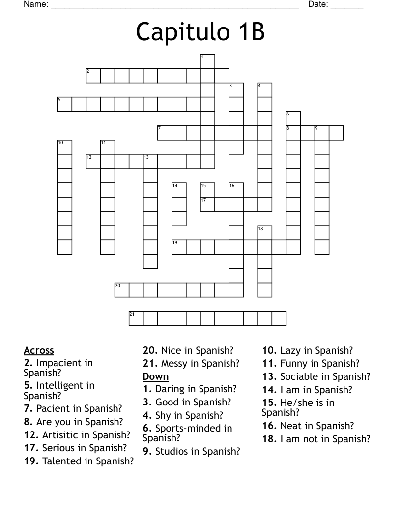 Capitulo 1B Crossword