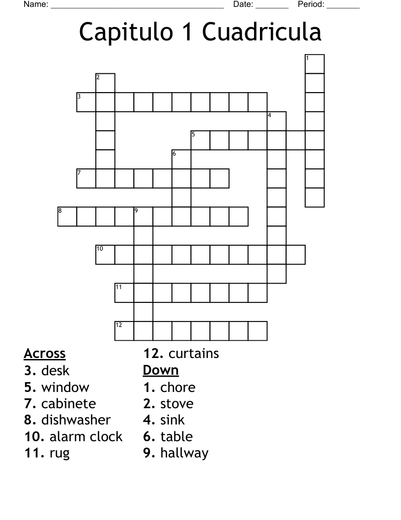 Capitulo 1 Cuadricula Crossword