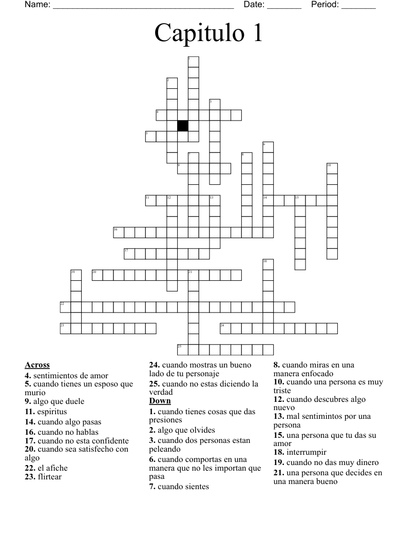 Capitulo 1  Crossword