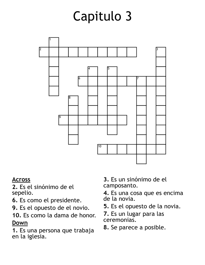Capitulo 3 Crossword