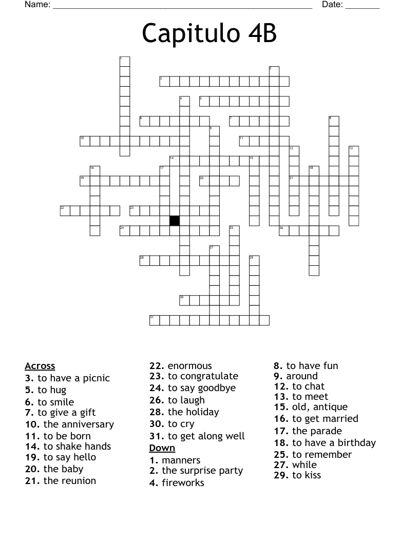 Capitulo 4B Crossword