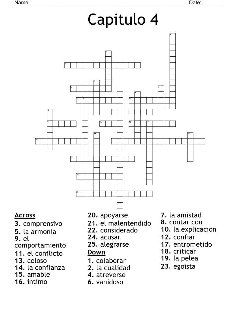 Capitulo 4 Crossword