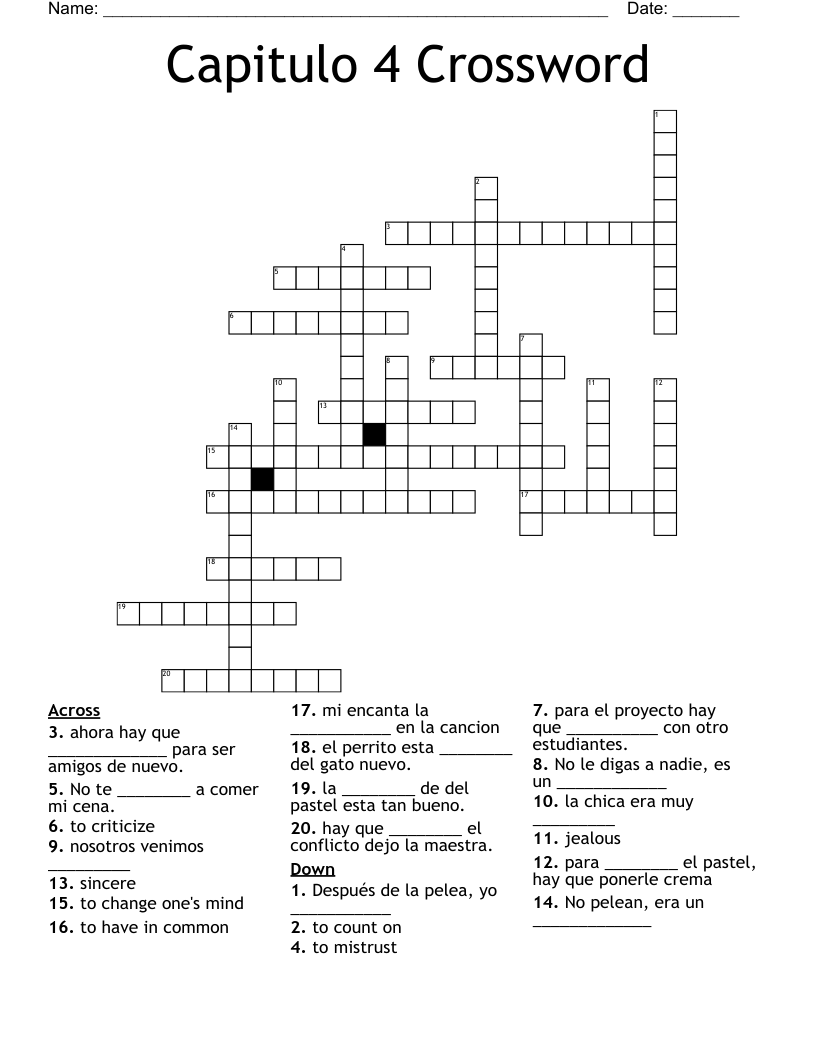Capitulo 4 Crossword 