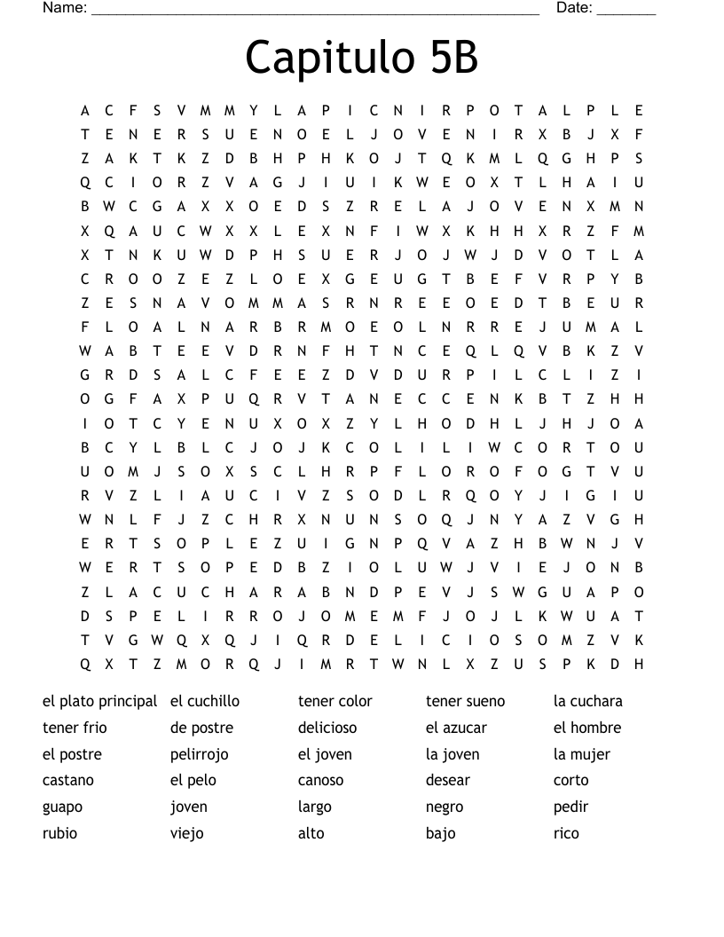 Capitulo 5B Word Search