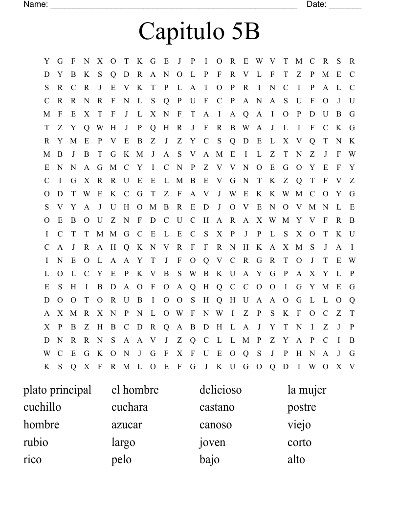 Capitulo 5B Word Search