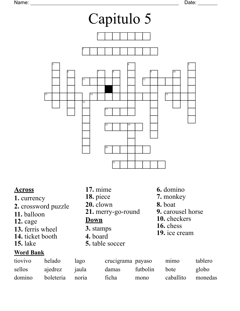 Capitulo 5 Crossword
