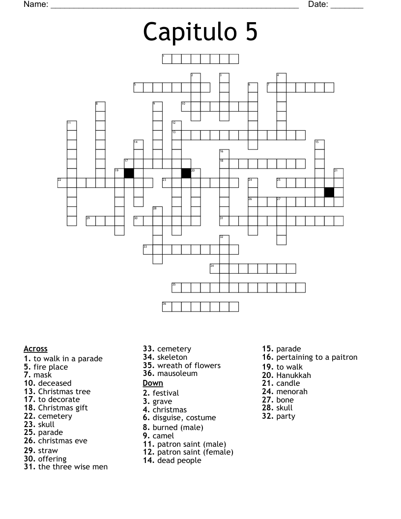 Capitulo 5 Crossword