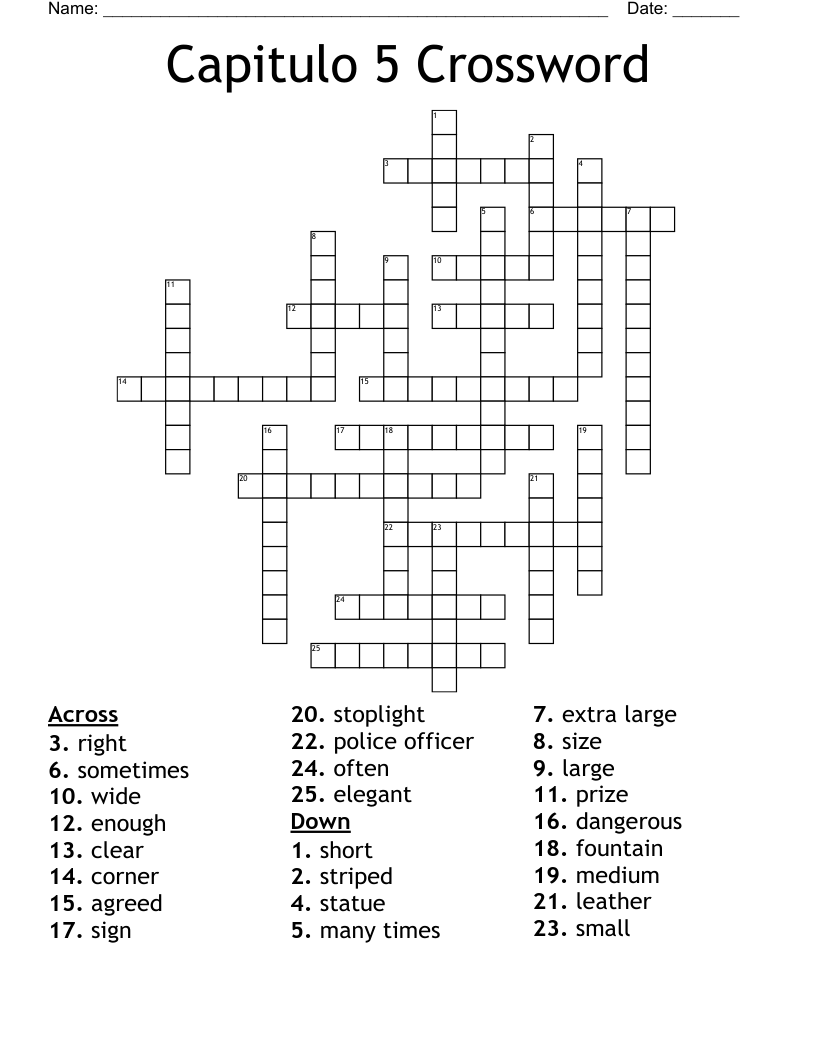 Capitulo 5 Crossword
