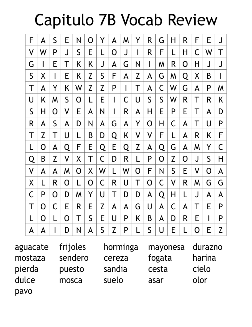 Capitulo 7B Vocab Review Word Search