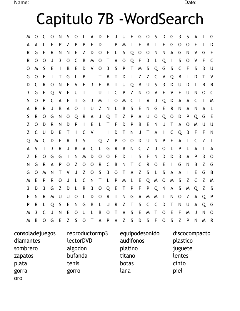 Capitulo 7B -WordSearch