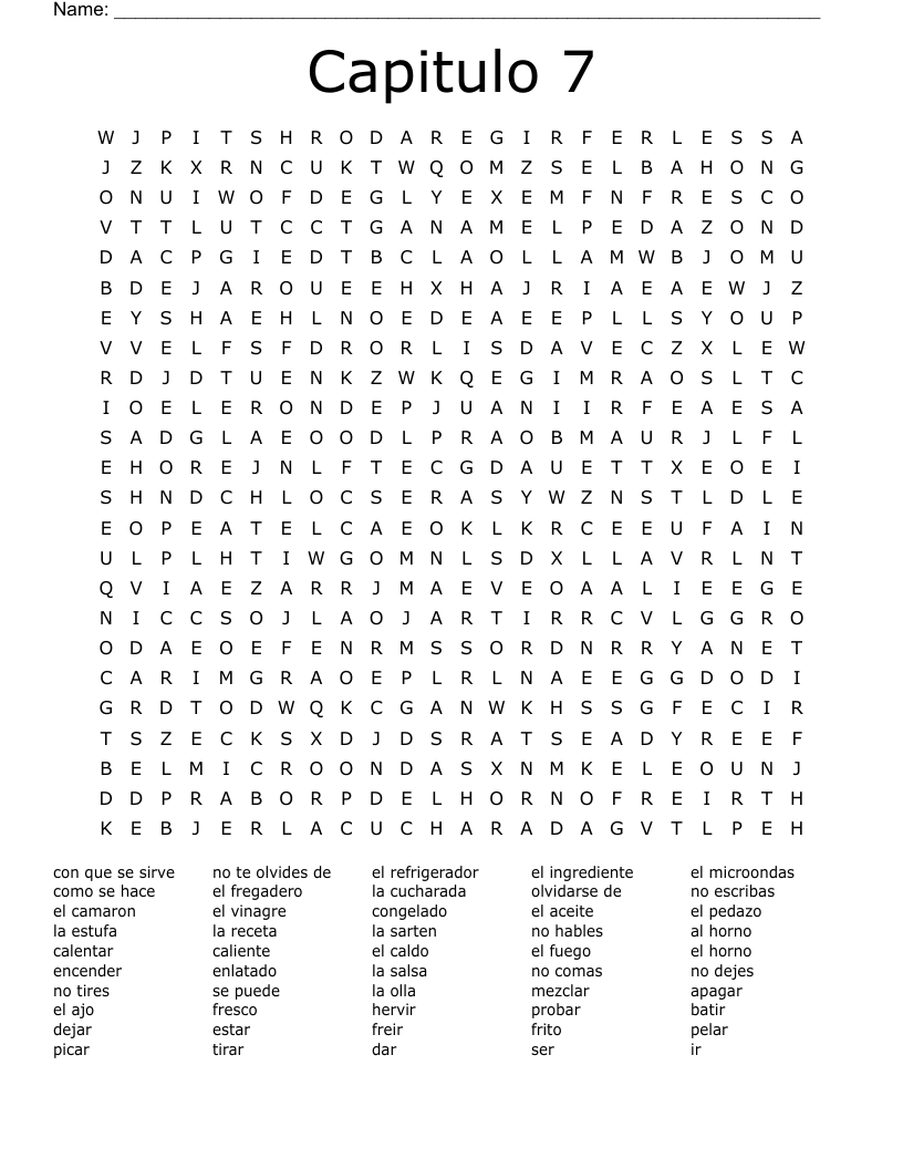 Capitulo 7 Word Search