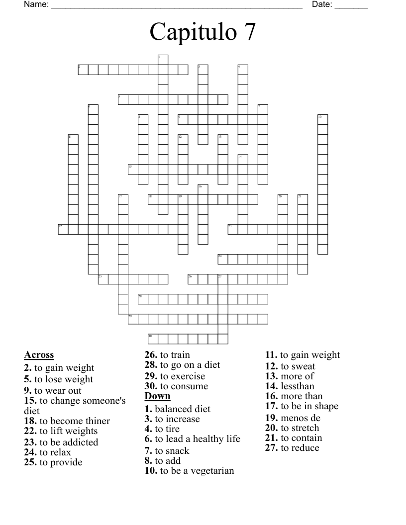 Capitulo 7 Crossword