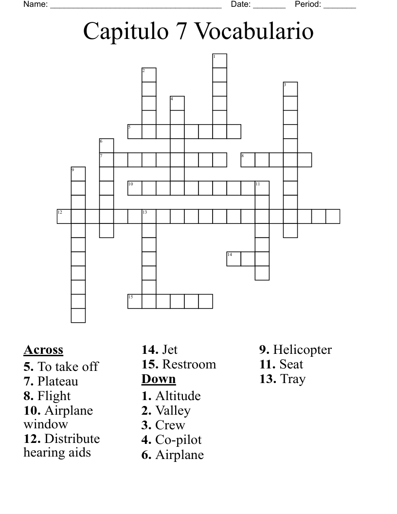 Capitulo 7 Vocabulario Crossword