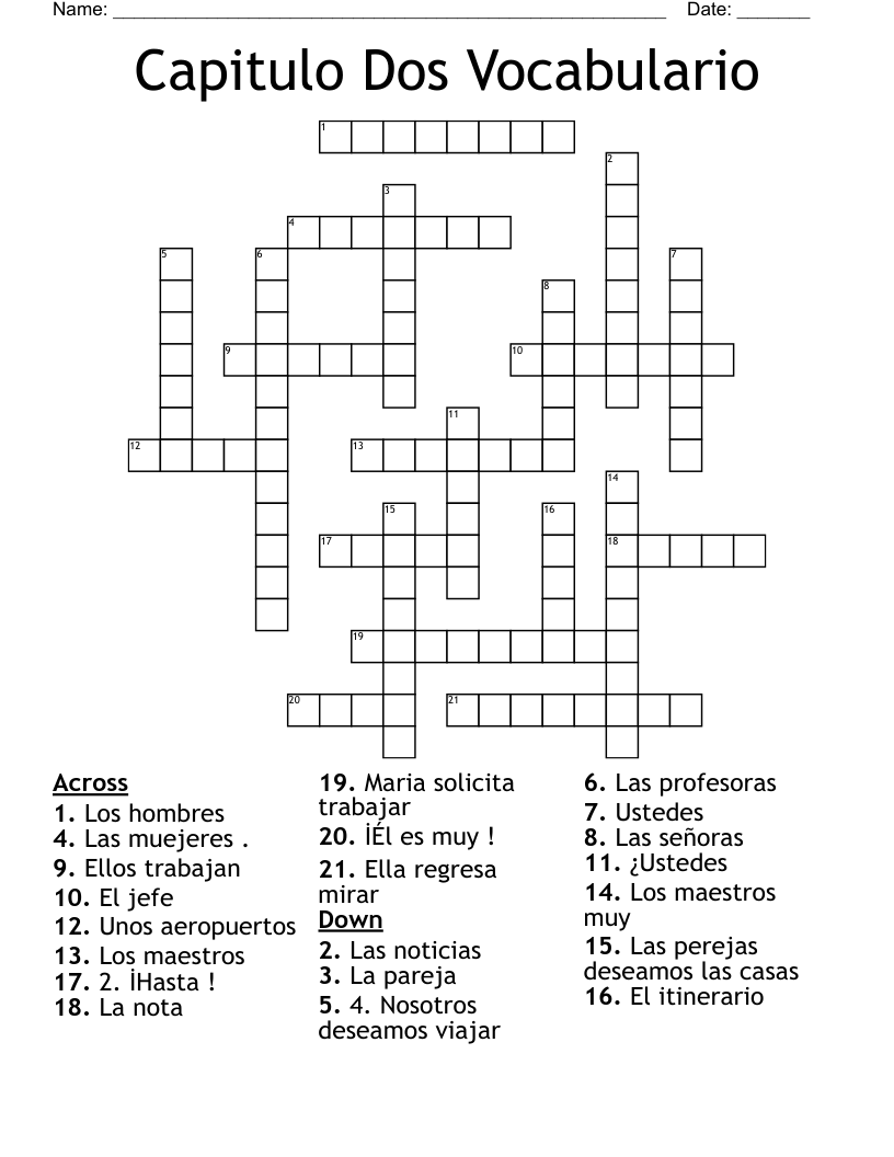 Capitulo Dos Vocabulario Crossword