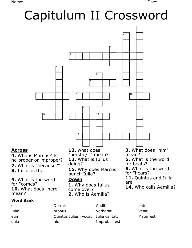 Capitulum II Crossword