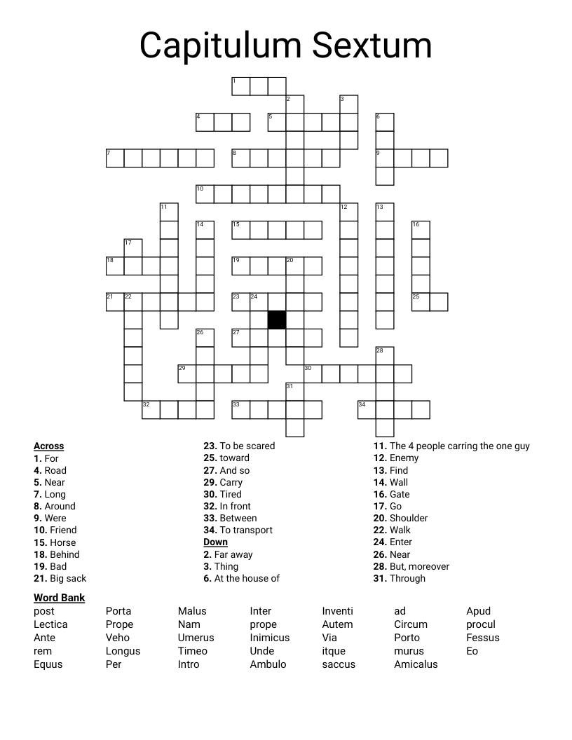 Capitulum Sextum Crossword