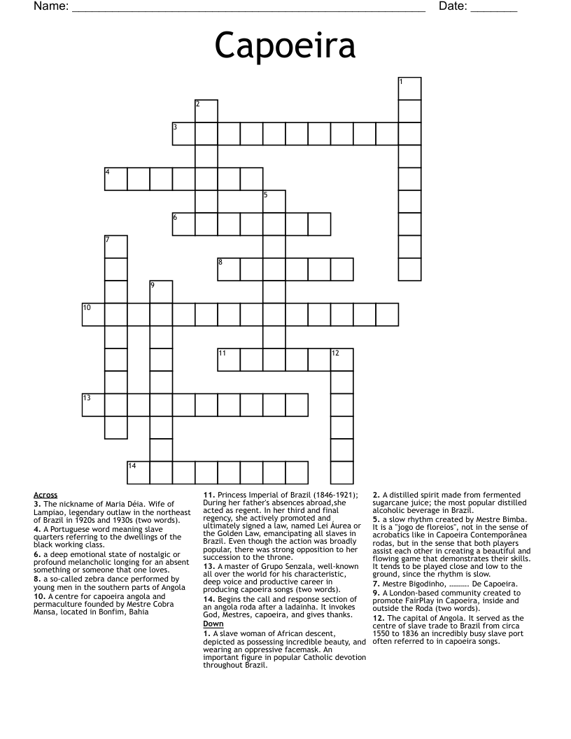 Capoeira Crossword