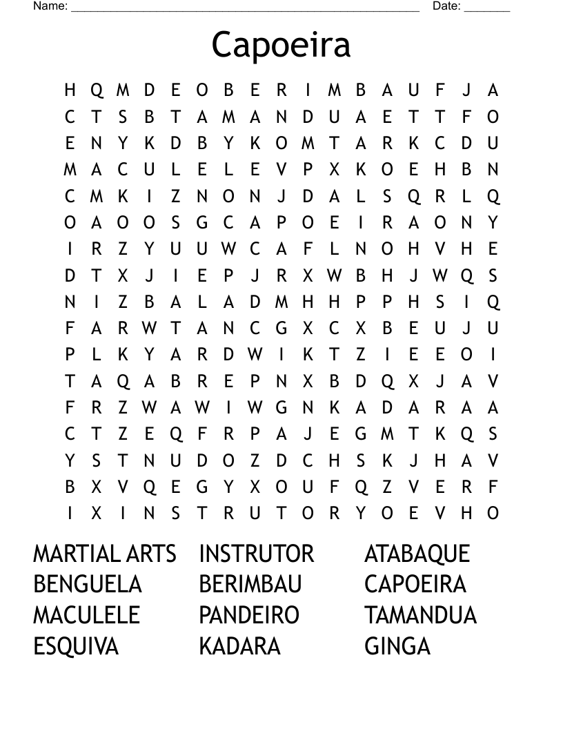 Capoeira Word Search