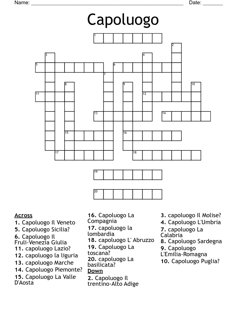 Capoluogo Crossword
