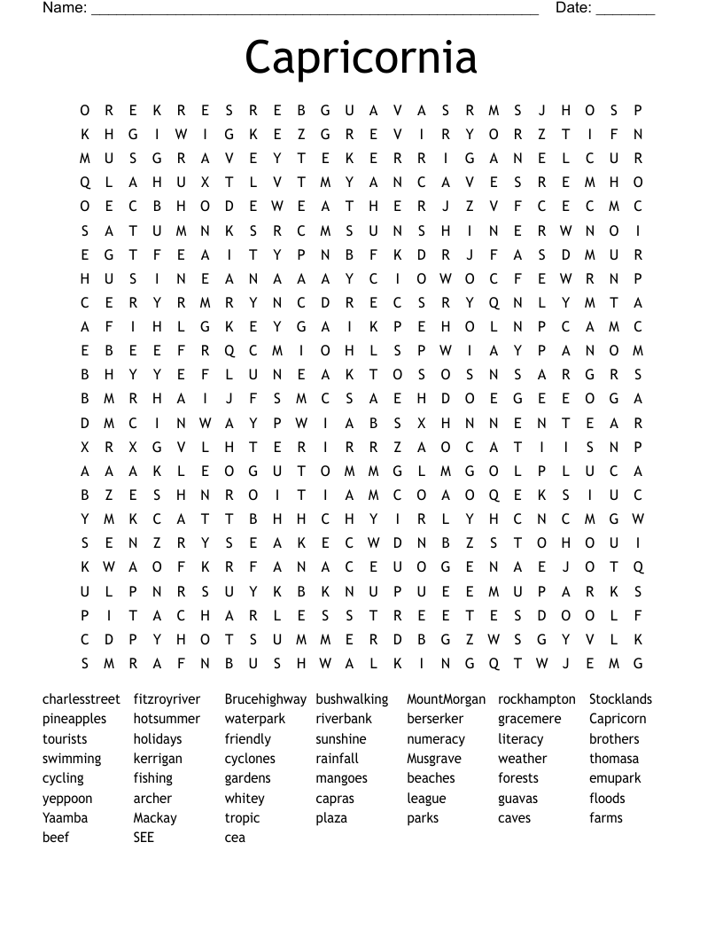 Capricornia Word Search