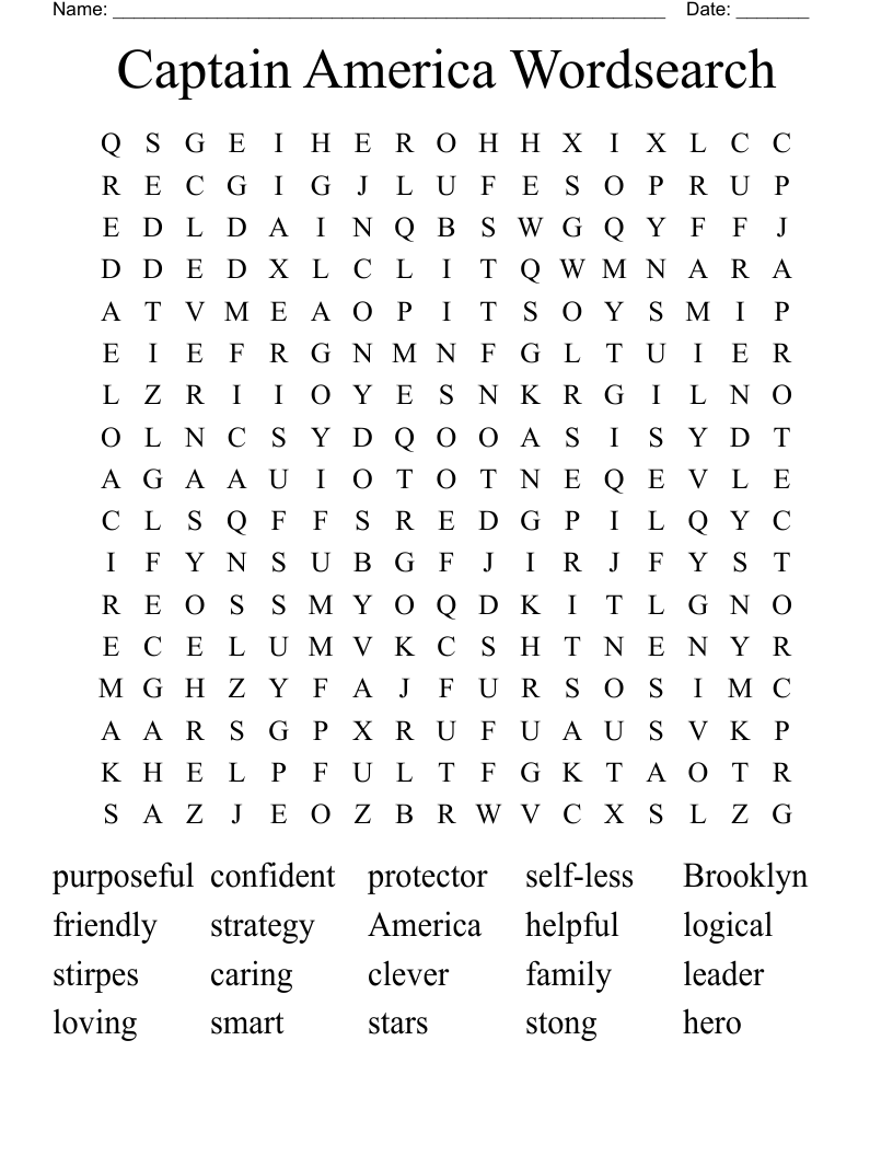Captain America Wordsearch
