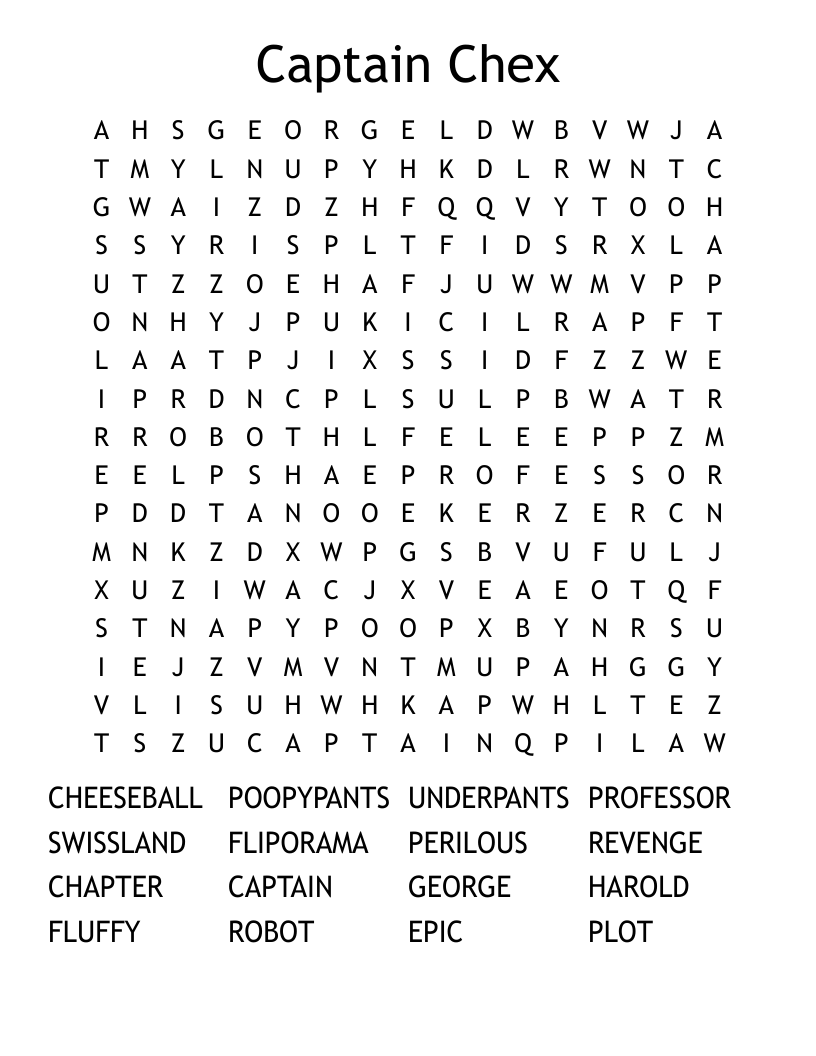 Captain Chex Word Search