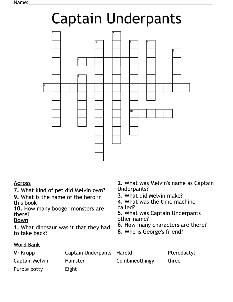 Captain Underpants Crossword