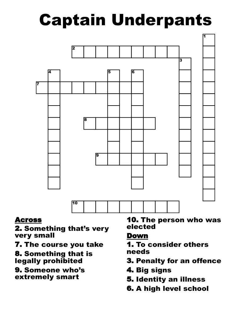 Captain Underpants  Crossword