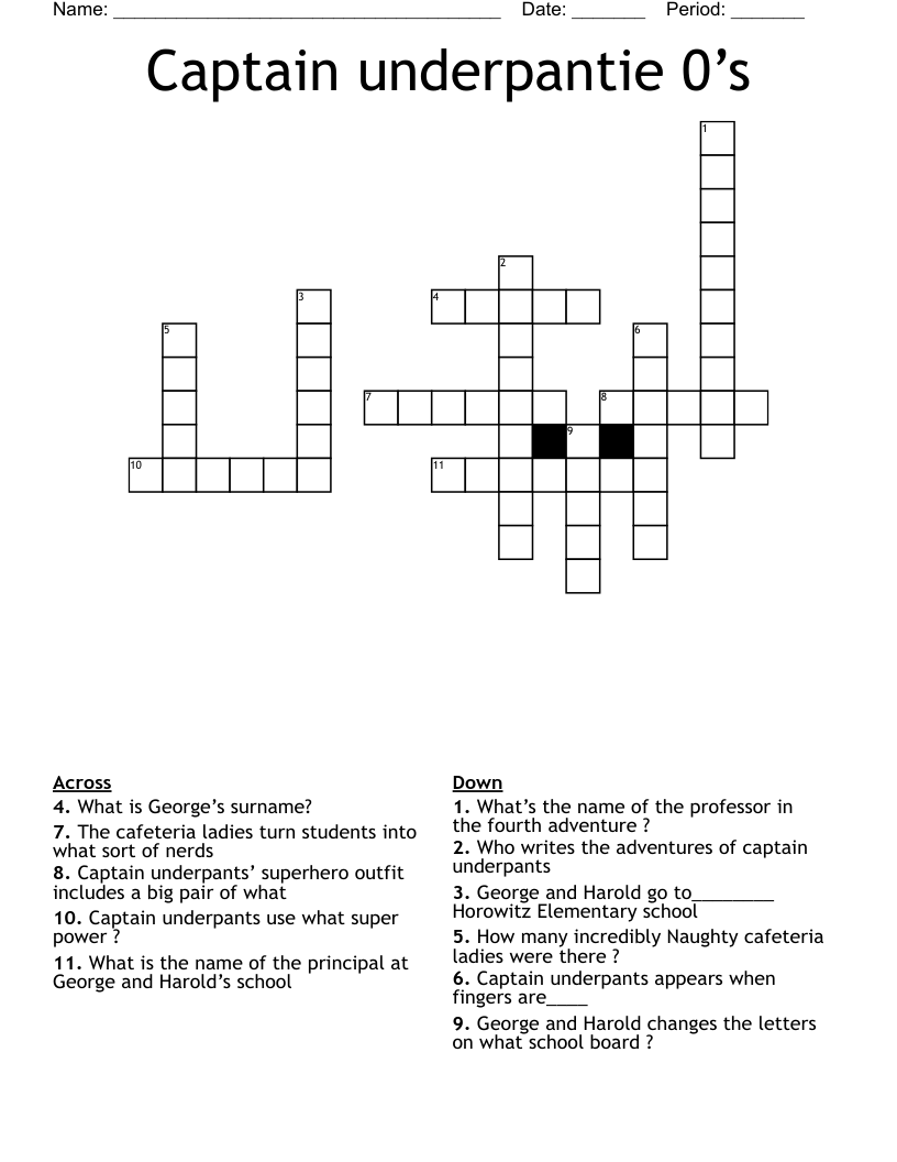 Captain underpantie 0’s Crossword